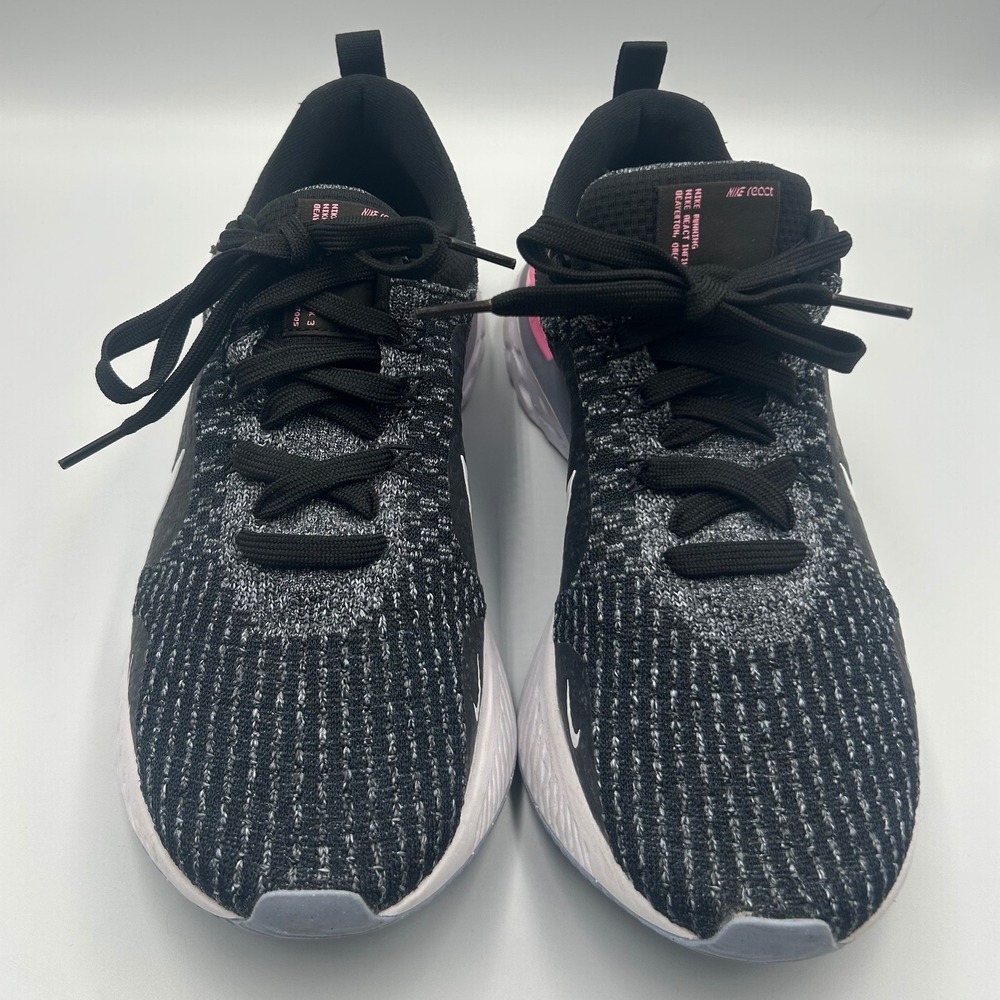 Nike React Infinity Run Flyknit 3 Black Pink Womens Running Shoes DZ3014-001 9.5